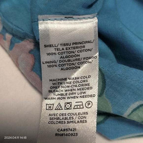 LOFT Size Medium Floral Cap Sleeves Ragged Edges Ruffle Elastic Neckline Top - Picture 11 of 13